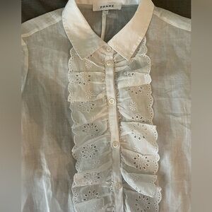 FRAME Ruffled Broderie Anglaise Ramine Shirt